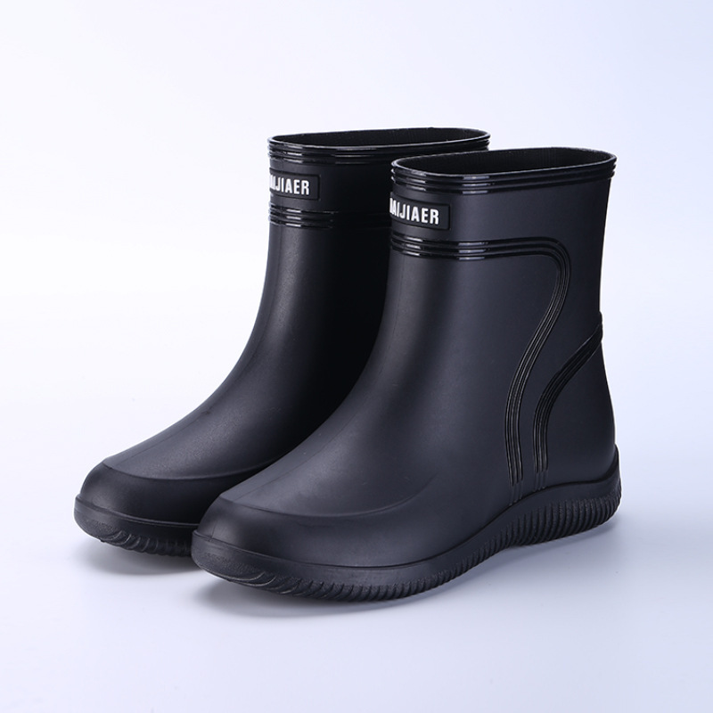 Men's Rain Mid-top Rain Boots Waterproof Non-slip Kitchen Glue Car Wash Work Shoes – Bild 6