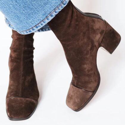 Winter Fashion High Heel Suede British Style Square Toe Women's Boots