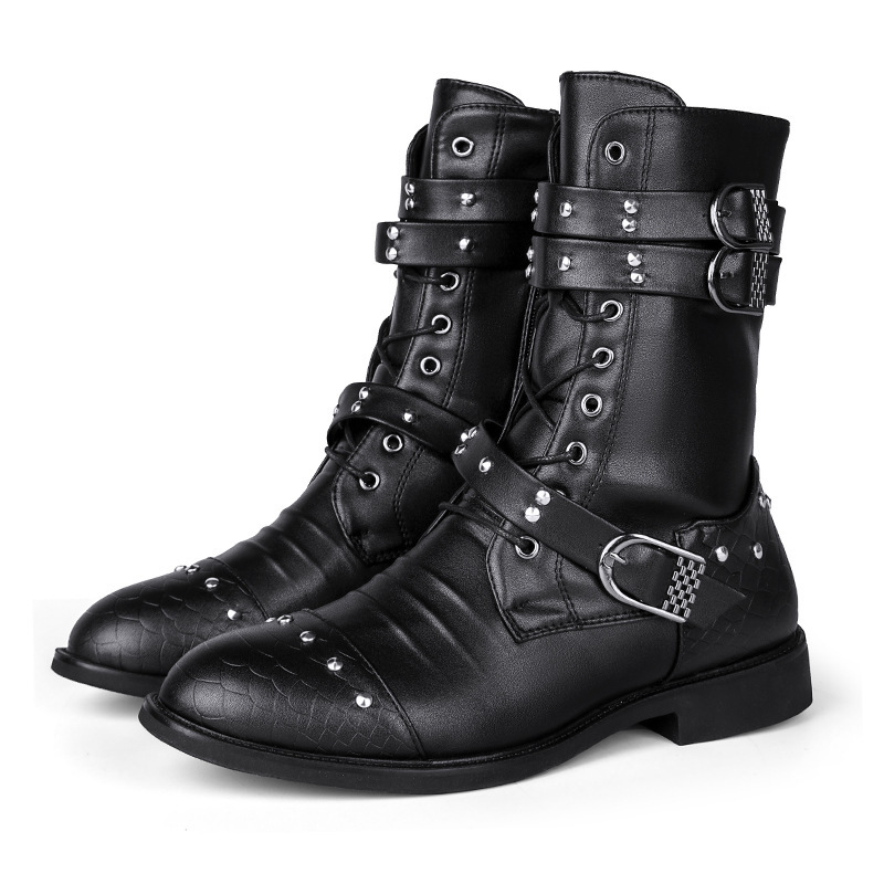 Middle Tube Leather Boots Ceremonial Motorcycle Men's Martin Performance - Image 4