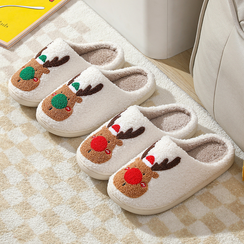 Christmas Shoes Winter Home Slippers Elk Soft Cozy Bedroom Slipper Slip On House Shoes – Bild 7
