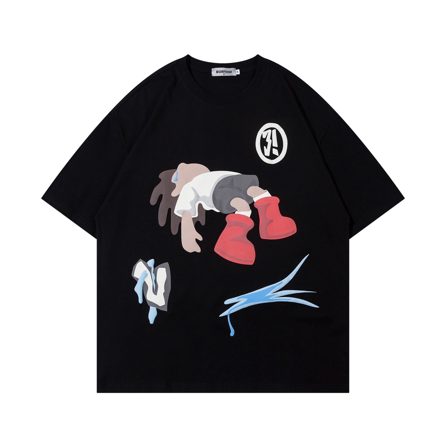 American Street Cotton Graffiti Style Printed Couple Round Neck Short Sleeve T-shirt – Bild 3