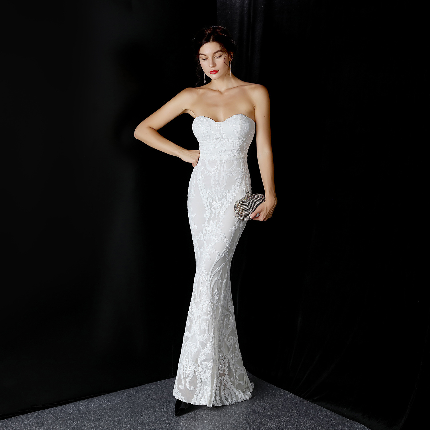 Sequined Long Dress Skirt Prom Party Etiquette Celebration Evening Dress — изображение 2