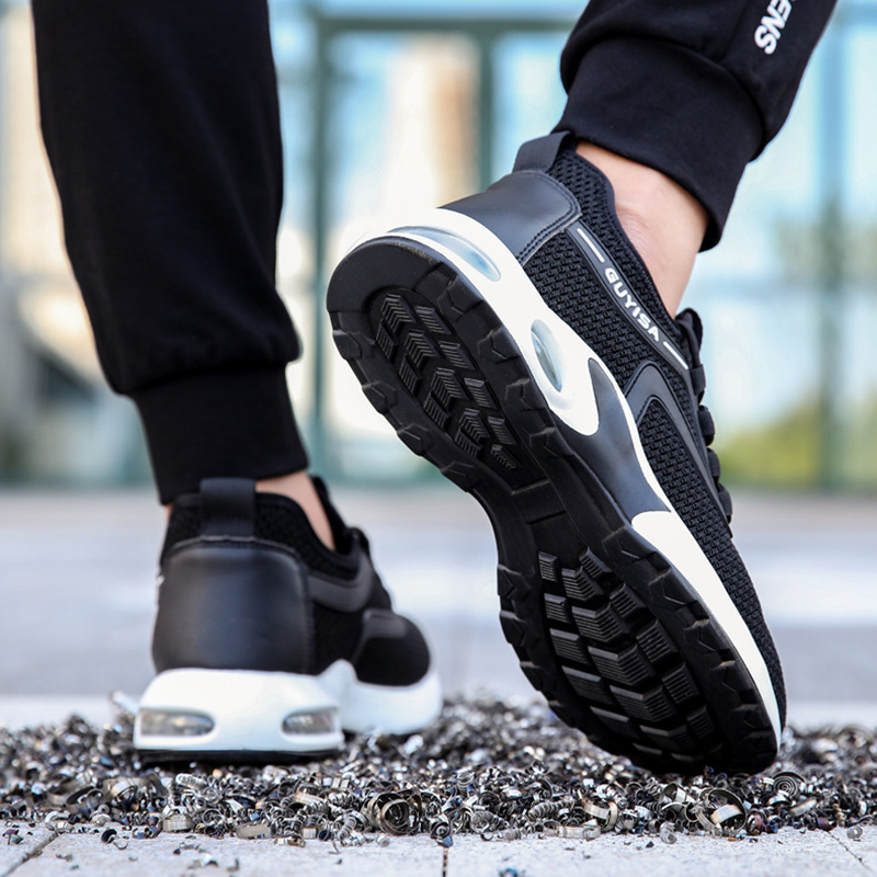 Black Sneakers Men Work Safety Shoes Lightweight Breathable For Gym Travel Work Casual Tennis Running Shoes — изображение 5