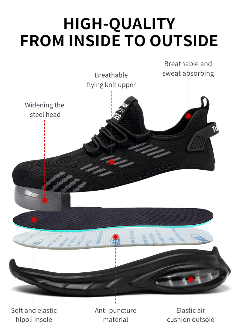 Anti-smashing And Anti-penetration Fly Woven Mesh Cushion Insole Lightweight Breathable And Comfortable Work Safety Shoes — изображение 6