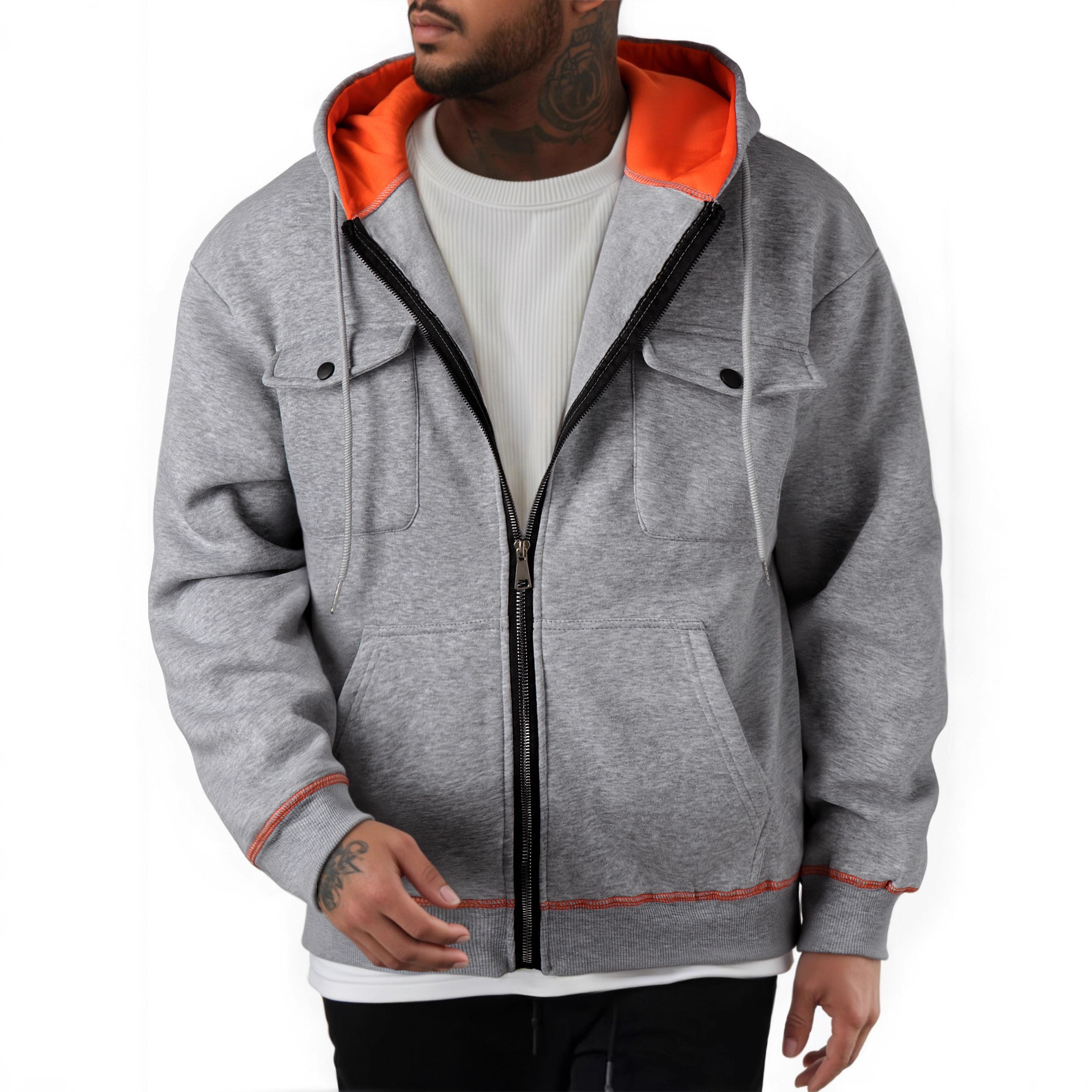 Men's Plus Size Casual Zipper Sweater - Image 3