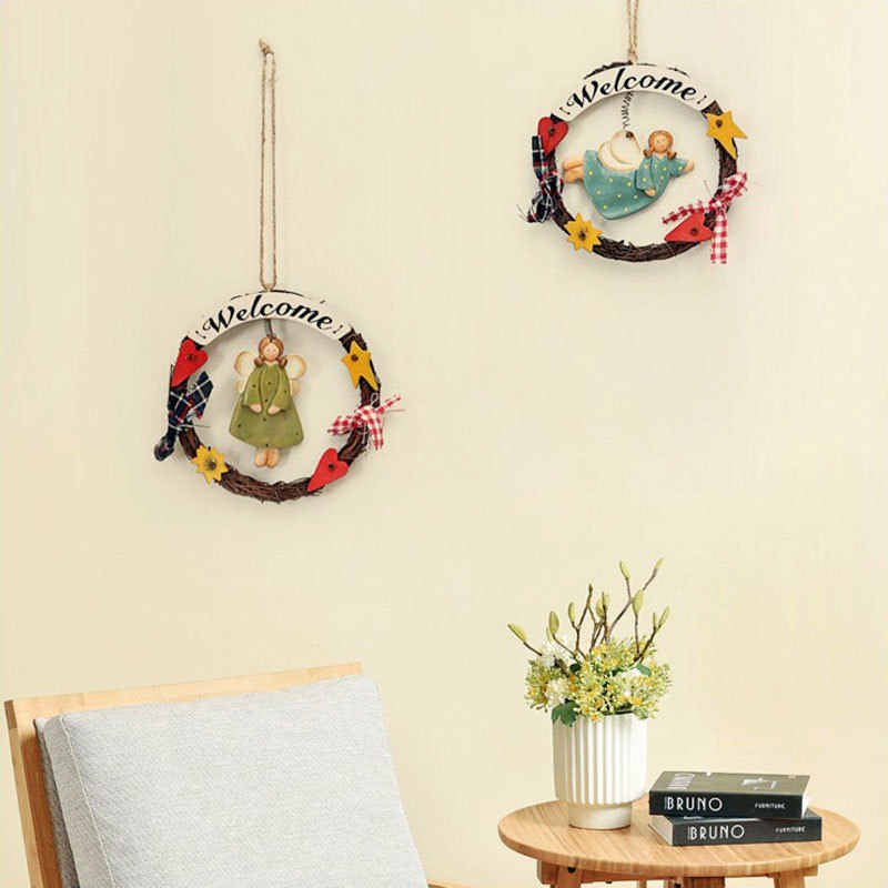 Room Welcome Board Wooden Decorative Doorplate Creative Garland Wall Hanging - Image 2