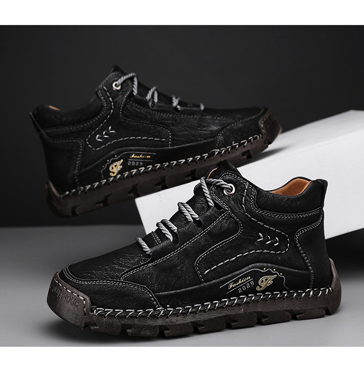 Men's Casual High Top Cotton Padded Warm Handmade Boots - Image 7