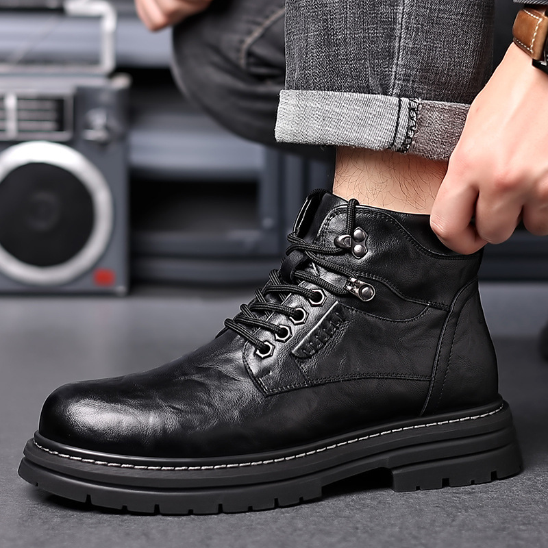 Men's Fashion British Style High-top Boots - Image 4