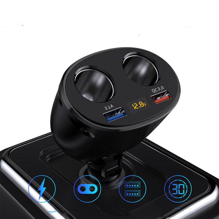 Rotating Digital Display Dual Cigarette Lighter Fast Charging Car Charger