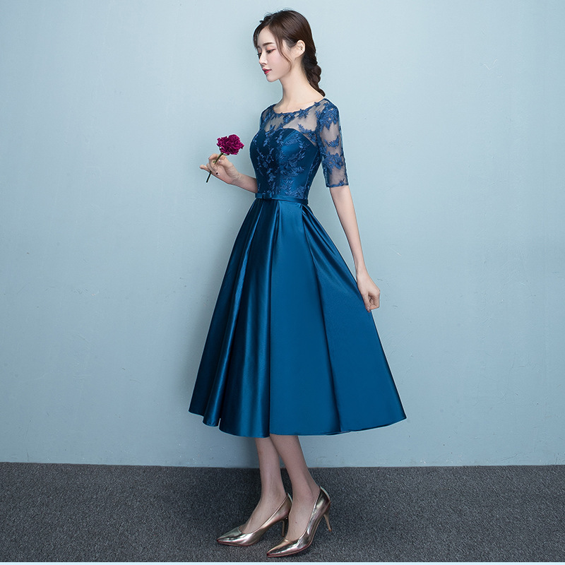 Western Style Summer Banquet Mid-length Elegant Party Blue Slim-looking Annual Party Evening Dress – Bild 2