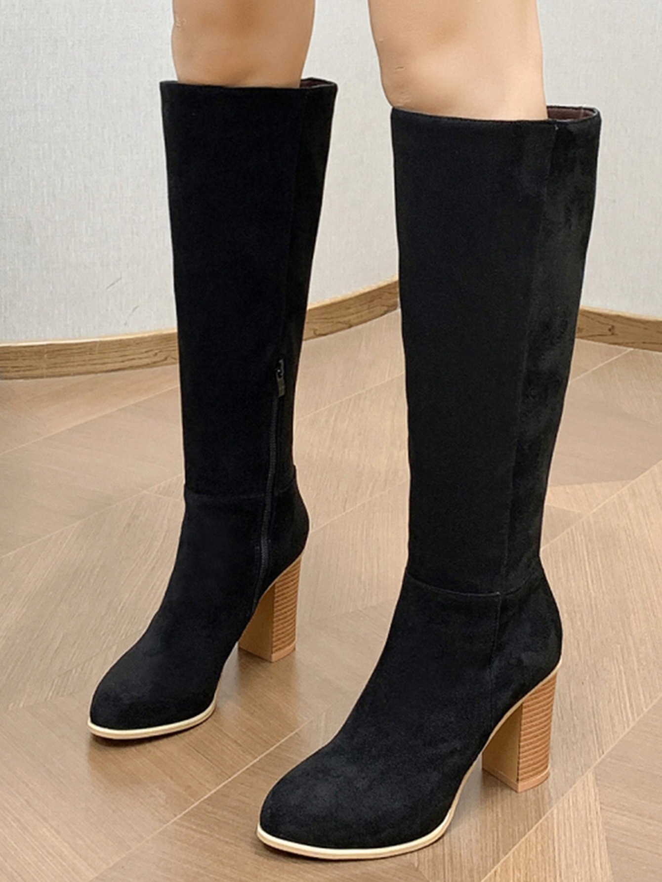 Women's Square Toe High Heel Fashion Boots - Image 4