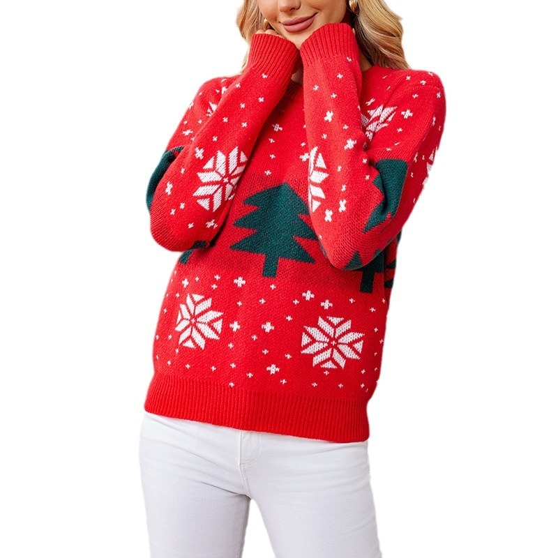 Women's Christmas Tree Jacquard Pullover Knitted Sweater - Image 5