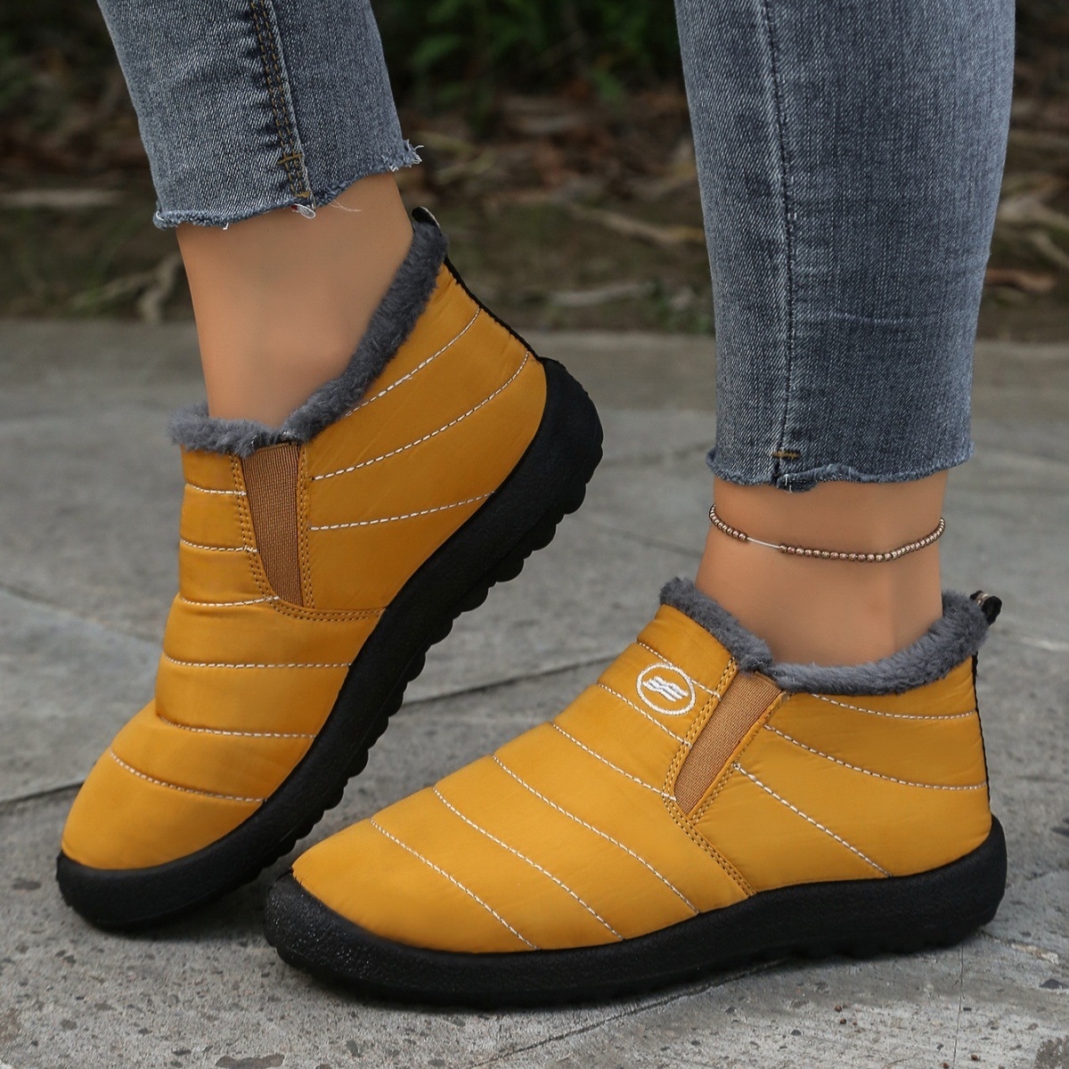 Plus Size Cotton Boots Fleece Lined Padded Warm Keeping Casual Shoes - Image 5