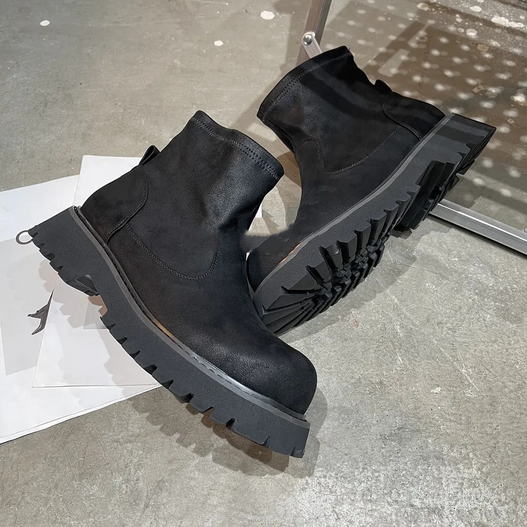 Genuine Leather Shoes Men's Retro Distressed Suede Chelsea Boots - Image 4