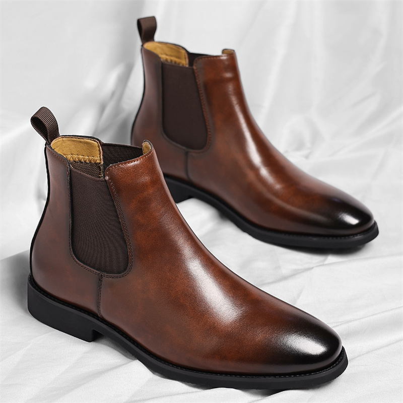 British Retro Chelsea Men's Fleece-lined Leather Boots - Image 3