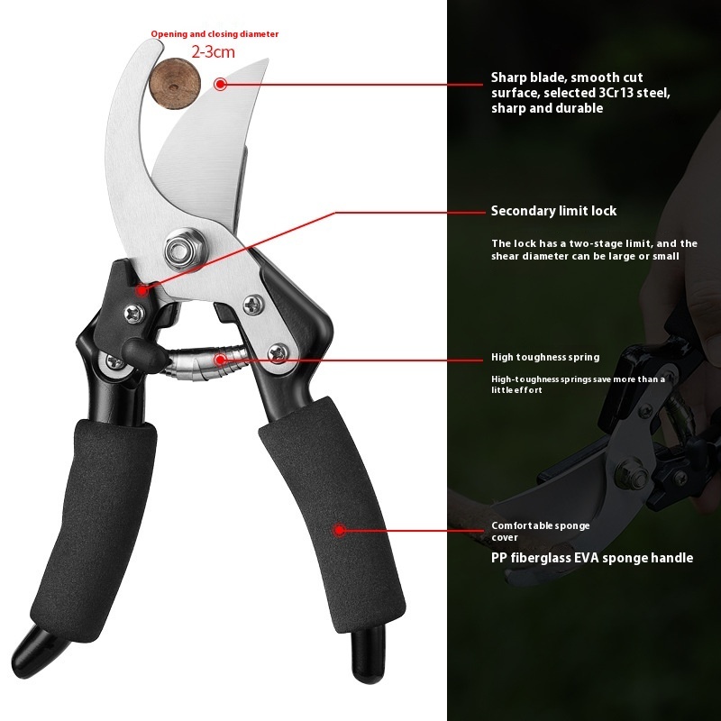 Strong Stainless Steel Pruning Shear Labor-saving Garden Bonsai Gardening Coarse Branch Shears Multifunctional - Image 3