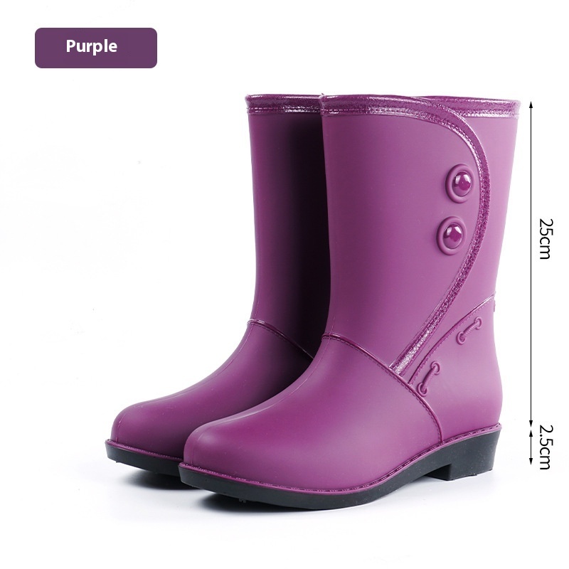 Women's Rain Boots Fleece-lined Fashion Mid-calf Waterproof - Image 5