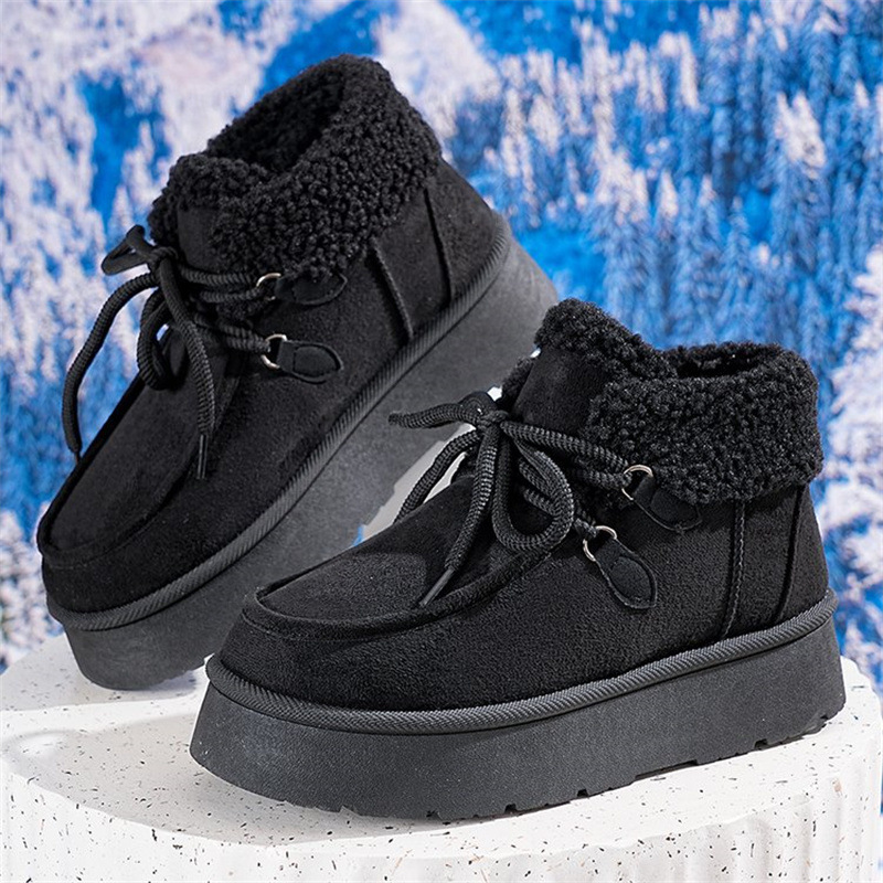 Thick Bottom Fleece-lined Snow Boots Women's Fur Integrated Casual Cotton-padded Shoes - Image 7