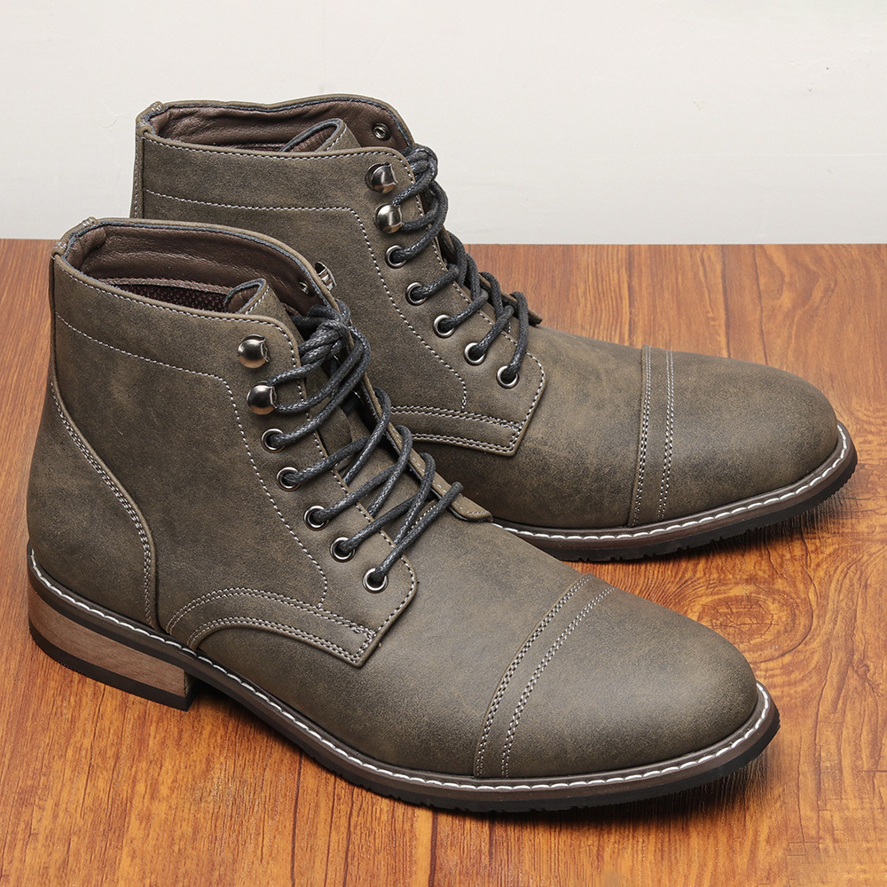 Men's Plus Size Retro Fashion Work Clothes Leather Martin Boots - Image 2
