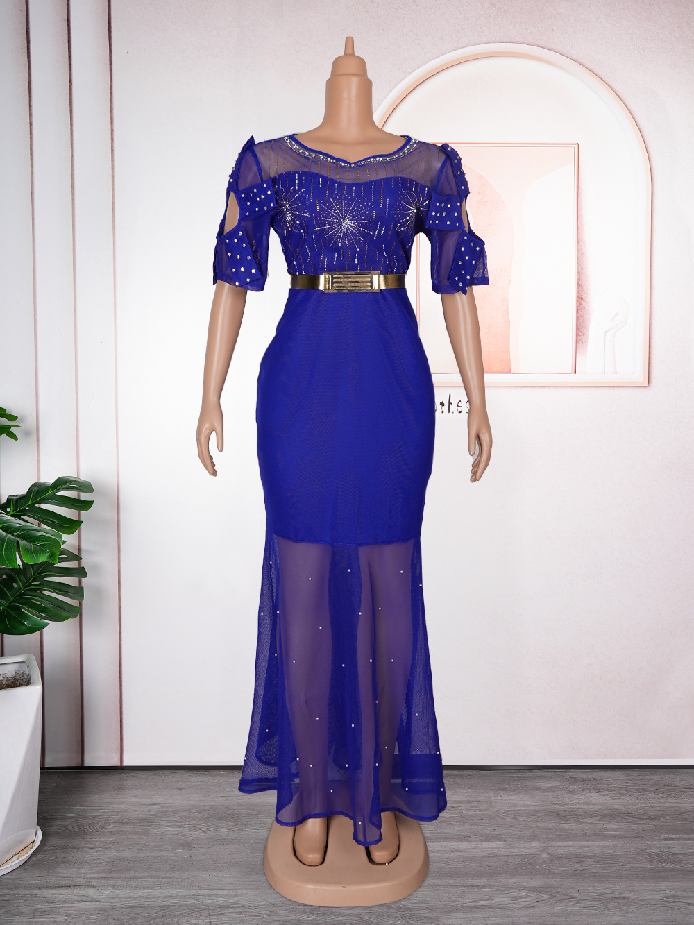 Women's Heavy Embroidered Hot Diamond Beads Night Banquet Light Luxury Evening Dress Fishtail Skirt - Image 7