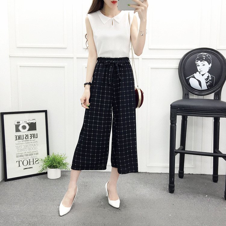 Casual Wide-leg Pants Black And White Striped Pants — изображение 2