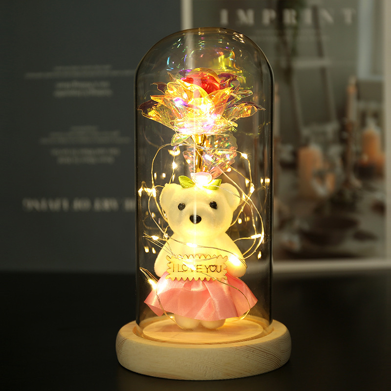 Colorful 24k Gold Foil Flower Color GoldWith Lights Christmas Gift - Image 3