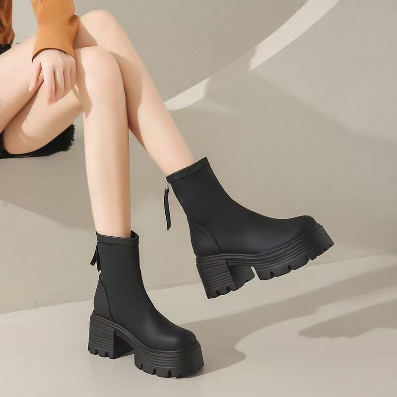 British Style Thin And All-matching Platform Ankle Boots - Image 2