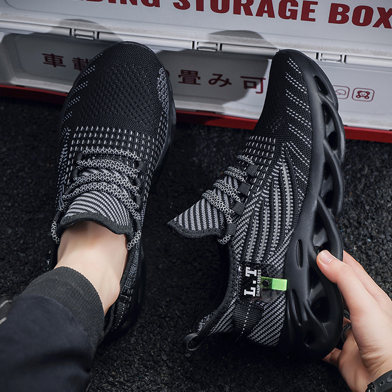 Fly-knit Sneakers Men's Extra Large Size Twist Bottom Running - Image 4