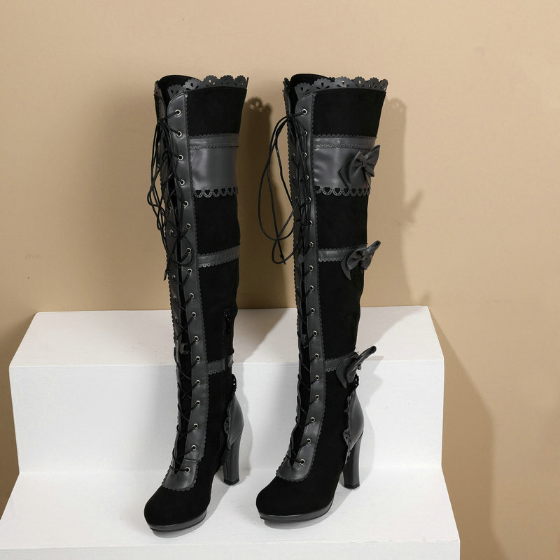 Women's High Heel Lace Strap Boots - Image 2