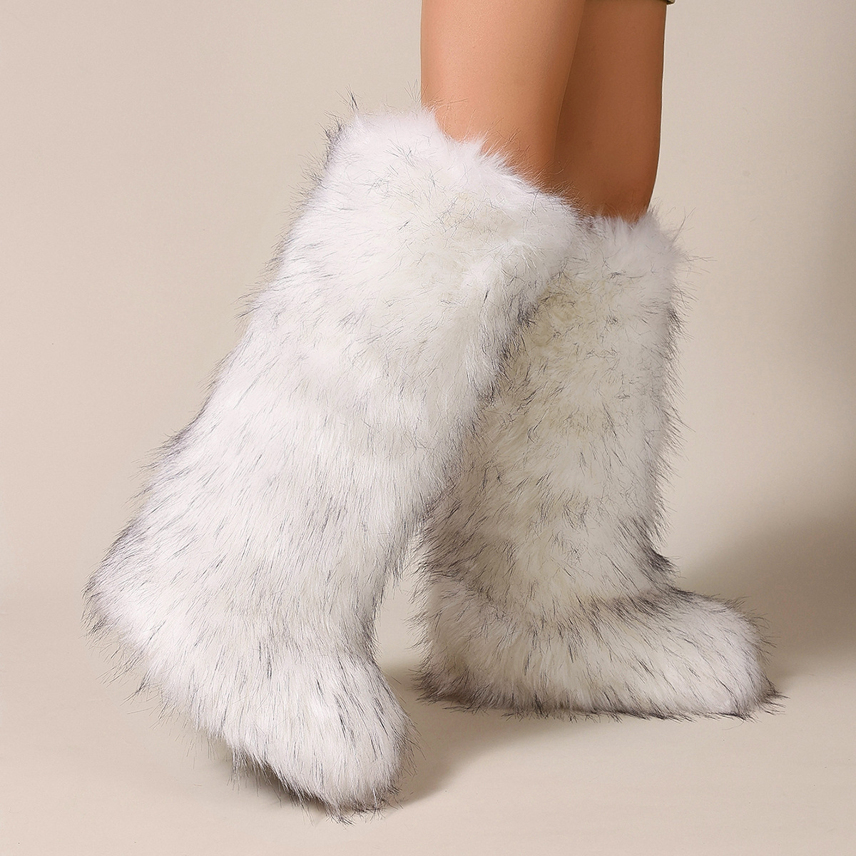 Flat Heel High-top Warm Winter Long Tube Fur Boots - Image 6