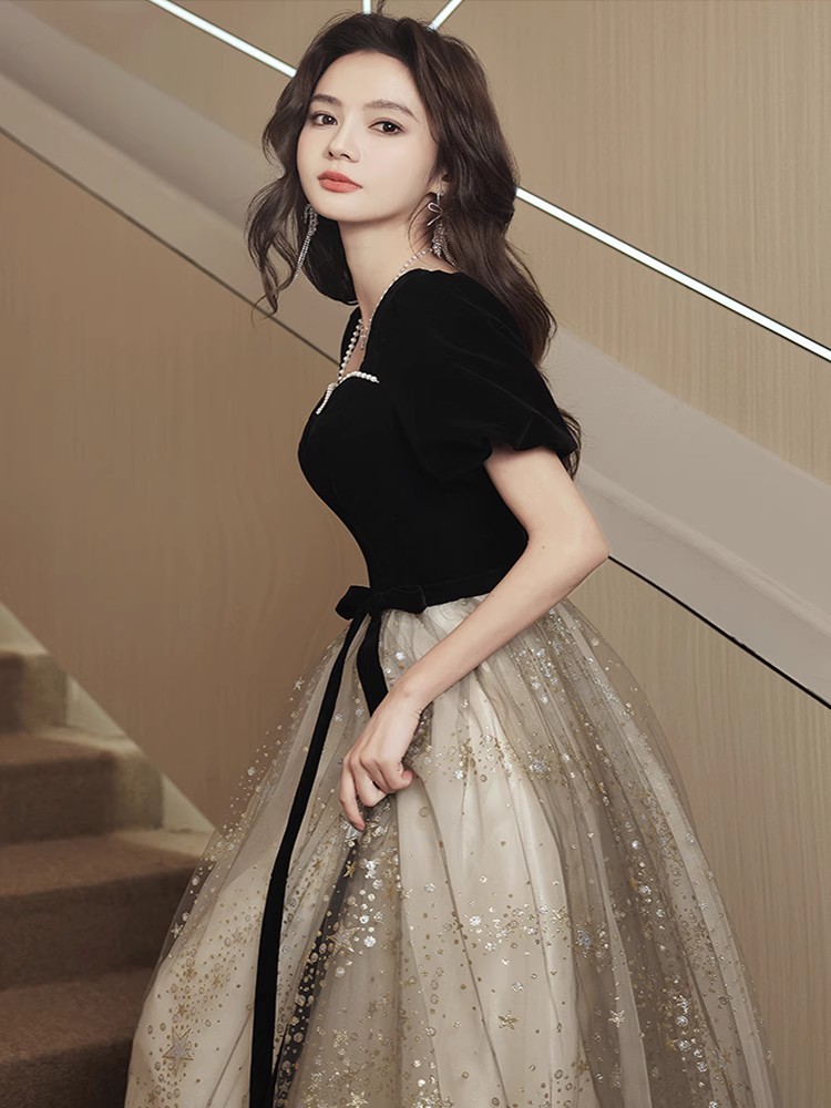 Women's French Light Luxury And Luxurious Black Evening Dress – Bild 3