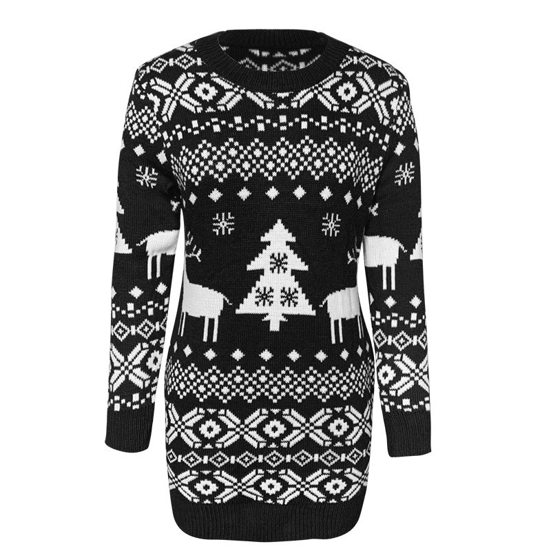 Christmas Elk Long Sleeve Knitted Sweater – Bild 8