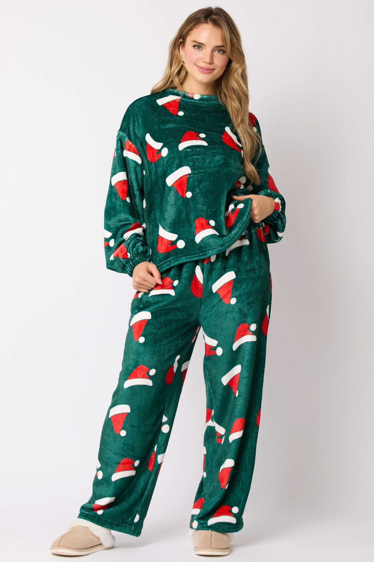 2024 Casual Flannel Pajama Sets For Women 2 Piece Cute Long Sleeve Matching Lounge Shirts Sets Santa Claus Pajamas Homewear - Image 3