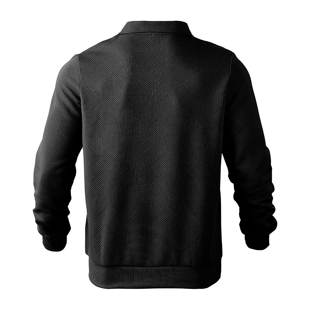 Lapel Jacquard Half-zipper Sweatshirt Fashion Solid Color Long-sleeved Tops For Men Clothing - Image 7