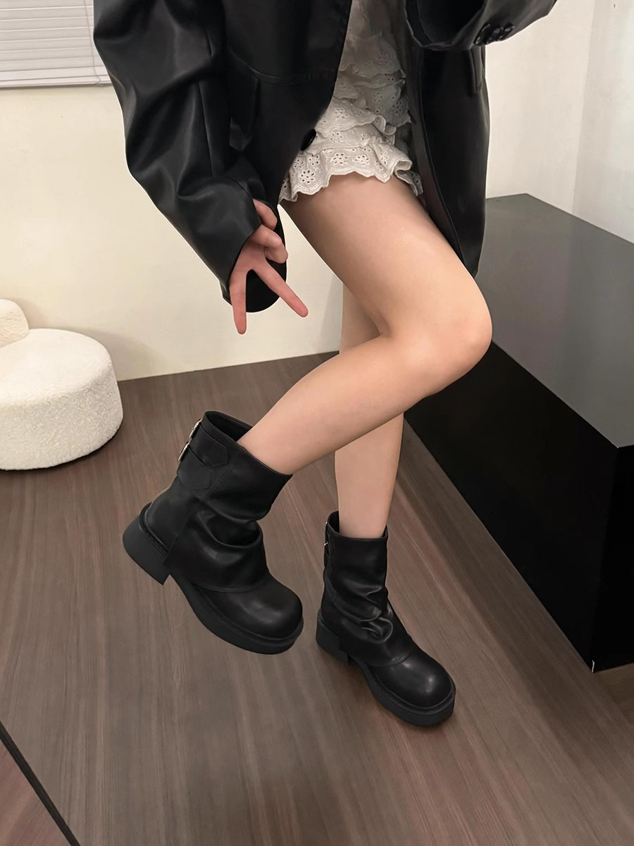 British Street Pleated Sleeve Slugged Bottom Boots — изображение 7
