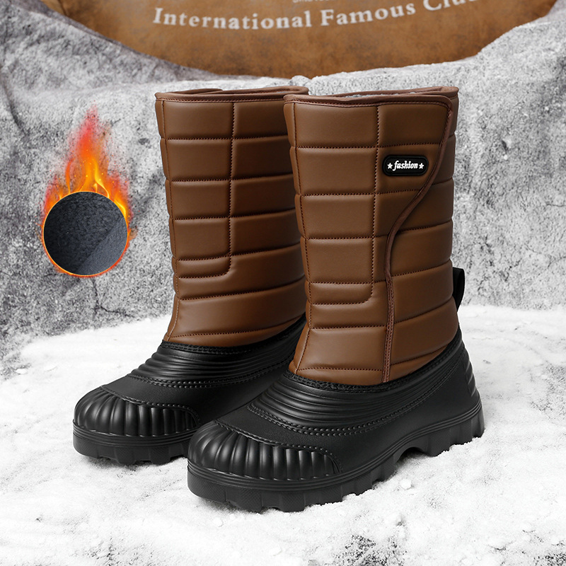 Snow Boots Outdoor Long Tube Fleece Lined Padded Warm Keeping - Image 4