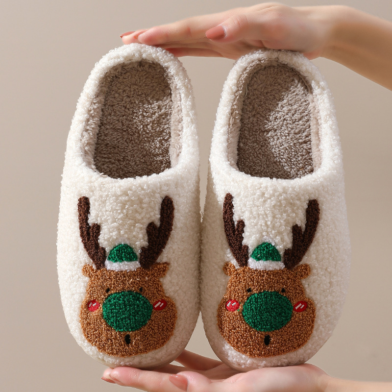 Christmas Shoes Winter Home Slippers Elk Soft Cozy Bedroom Slipper Slip On House Shoes – Bild 2