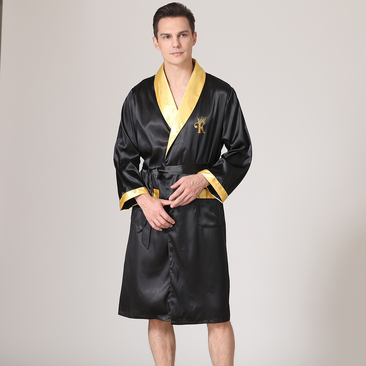 Men's Summer Silk Bathrobe Nightgown – Bild 2