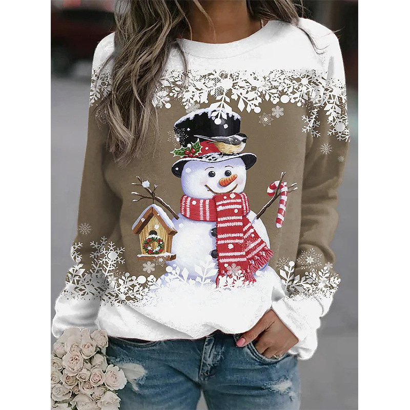 Snowman Printed Panel Loose Sweater — изображение 3