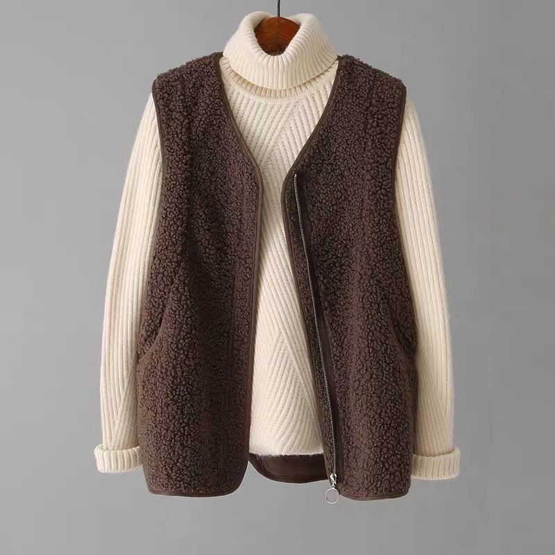 Lamb Wool Outer Wear Waistcoat Vest – Bild 7