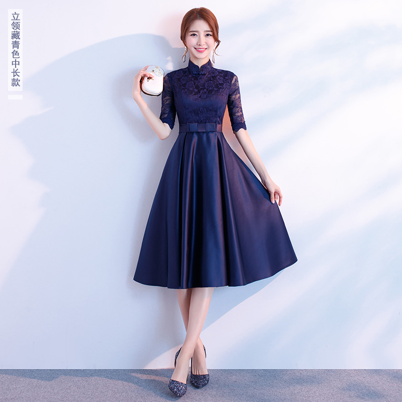 The End Elegant Long Sleeve Thin Company Annual Meeting Black Dress Dress Long Section - Image 4