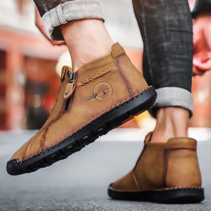 High-top Handmade Leather Shoes Thick Bottom Boots – Bild 4