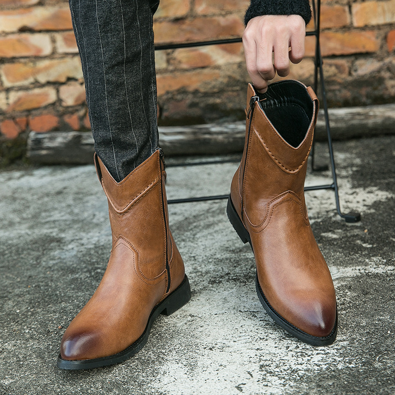 Retro High-top Leather Shoes Ankle Boots Casual - Image 2