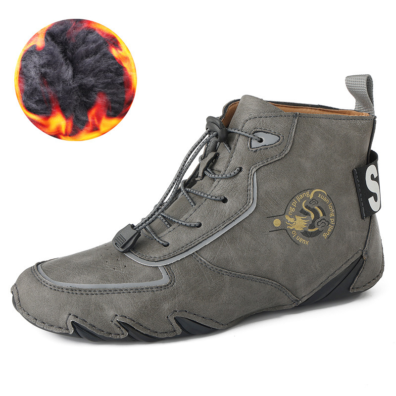 Plus Size Men's High-top Dr Martens Boots Cowhide Cotton-padded Warm-keeping - Image 8