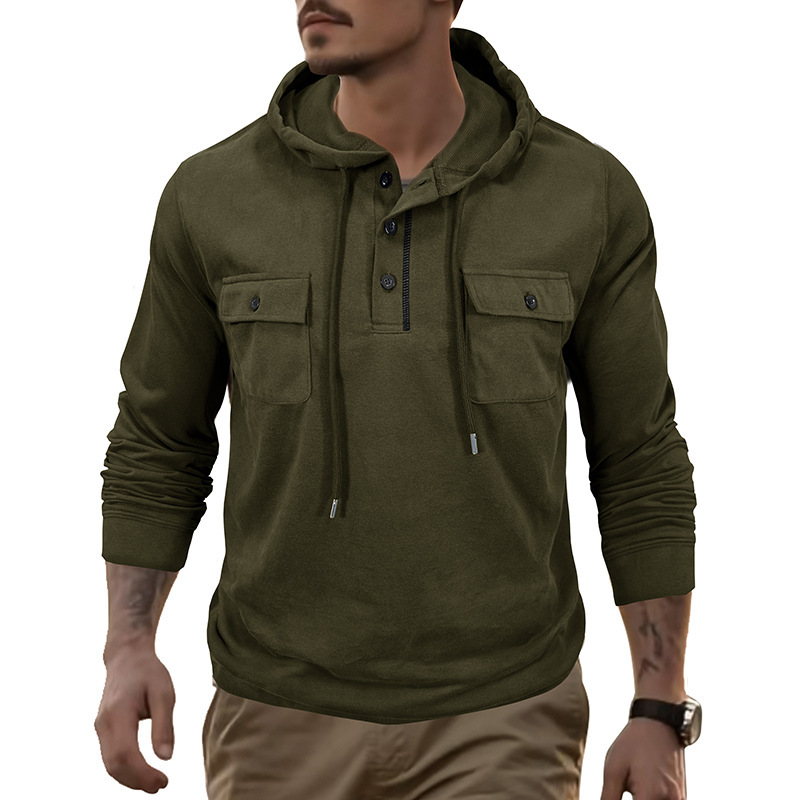 Men's Sweater Long-sleeved Sports Pocket Hooded Top - Image 7