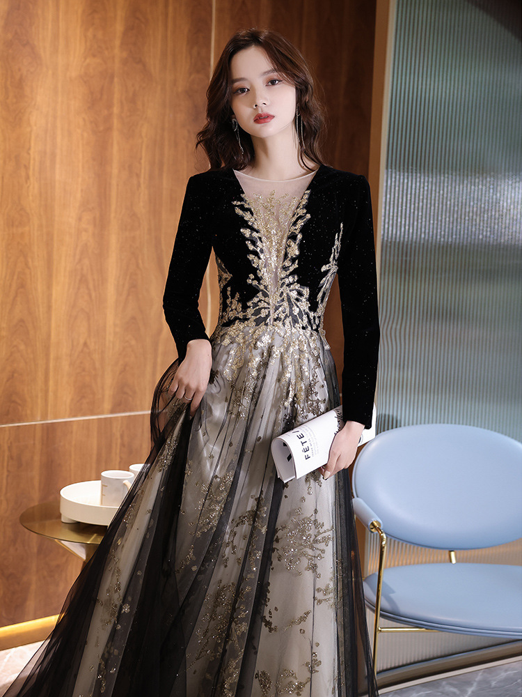 Black Moderator Long Sleeve Annual Party Dress - Image 2