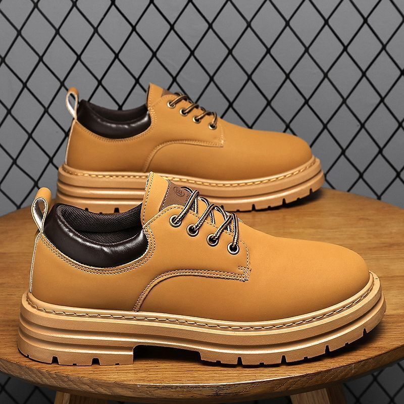 Autumn New Breathable Martin Men's Platform Leather Shoes Casual Boots - Image 6