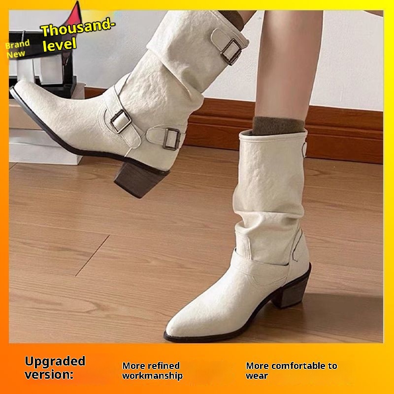 Fashion All-match Comfort And Casual Pointed Toe Chunky Heel Women's Boots - Image 6