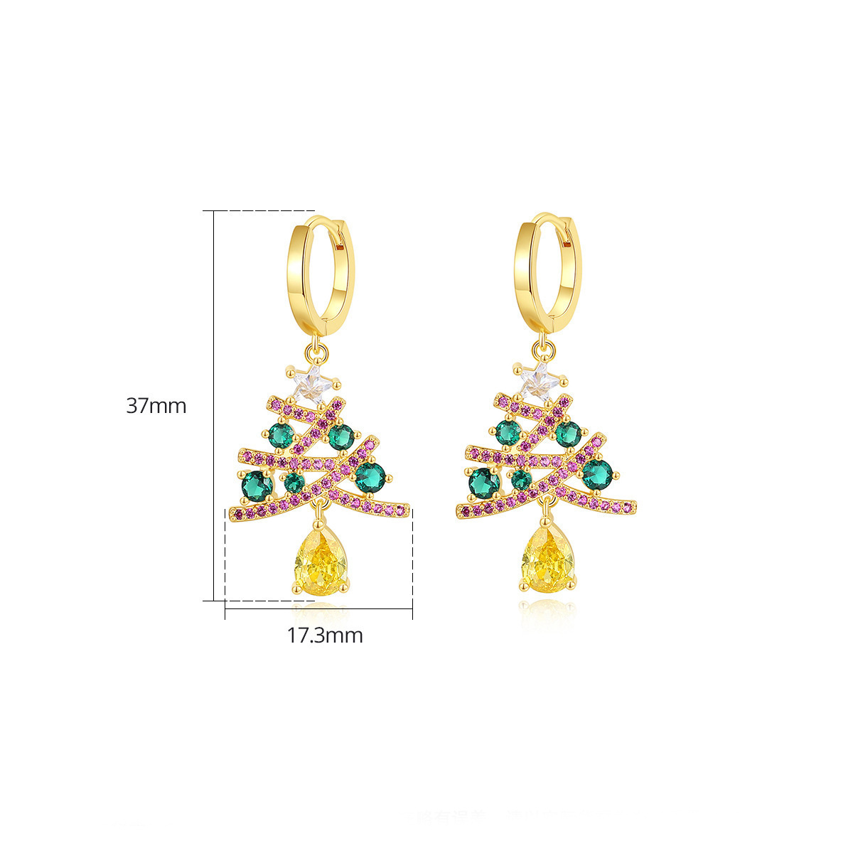 New Christmas Tree Earrings With Colorful Rhinestones Fashion Personality Shining Earrings Gift For Women Jewelry — изображение 5