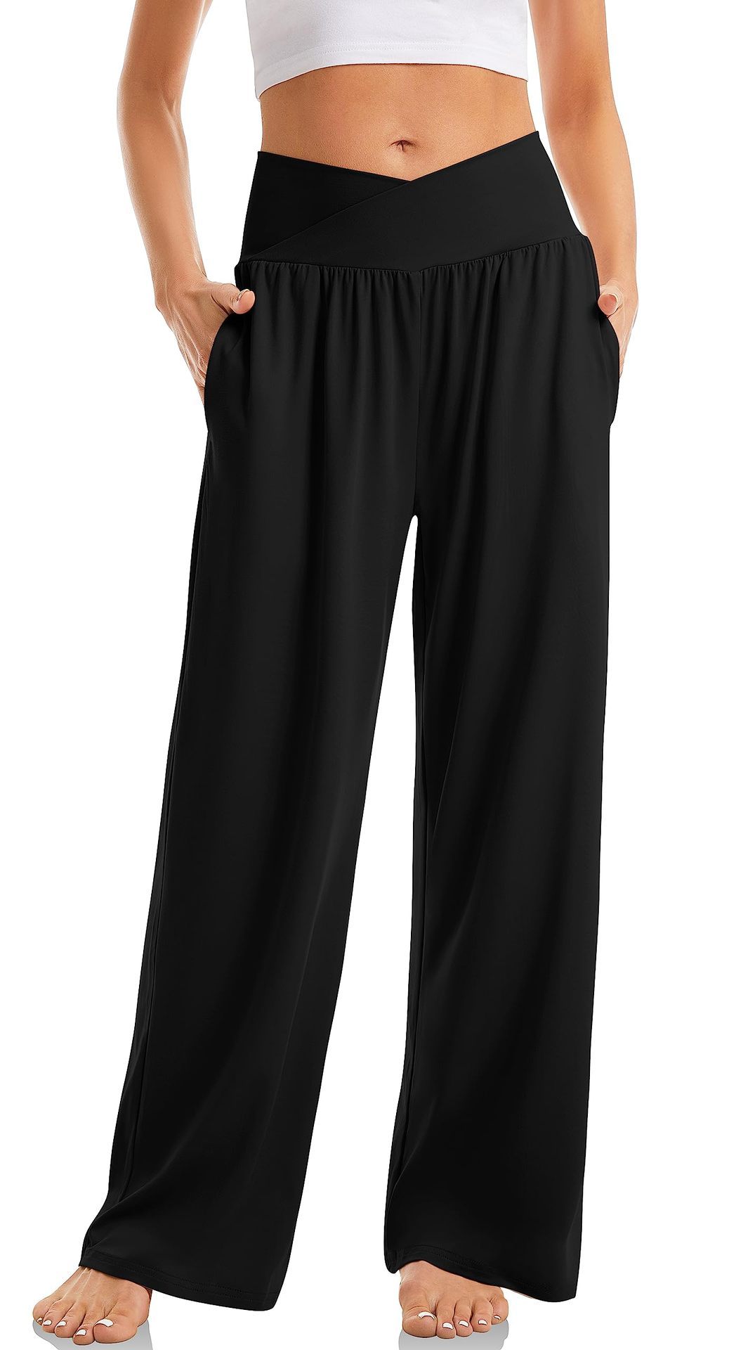 Women's Cross Waist Yoga Pants Loose Trousers Sports Pants - Image 5